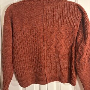 NWOT Chenille Patchwork Design Sweater in Brick